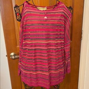 💕💕💕BOGOHO 💕💕💕Sigrid Olsen Vibrant Multicolor Striped Tunic-Medium